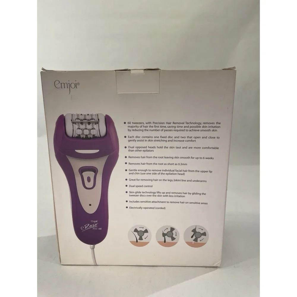 E Rase Pro E 60 Hair Epilator PURPLE / OPEN BOX